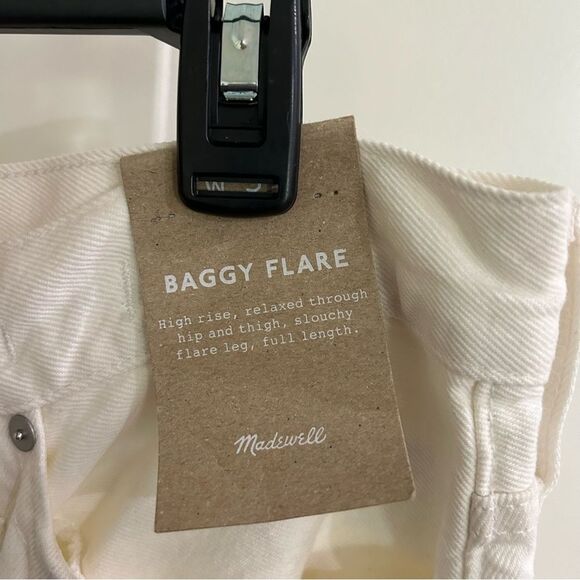 NWT Madewell Baggy Flare Jeans Front Slit Edition High Rise White Sz 31 - Picture 8 of 16